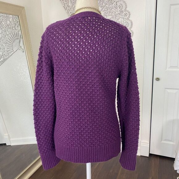 L.L. Bean Vintage Purple Wool Angora Knit Knitted Button Down Cardigan M - Picture 6 of 7